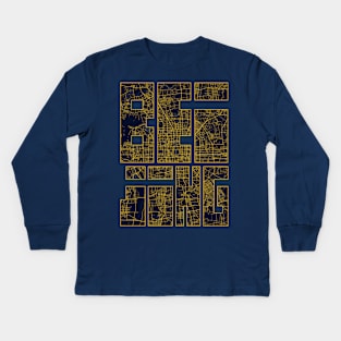 Beijing, China City Map Typography - Gold Art Deco Kids Long Sleeve T-Shirt